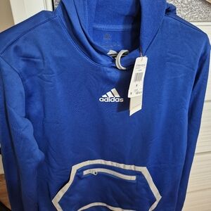 Adidas Men's Royal Blue Hoodie with White Accents
